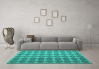 Machine Washable Abstract Turquoise Contemporary Rug, wshcon1050turq