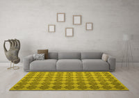 Machine Washable Abstract Yellow Contemporary Rug, wshcon1050yw