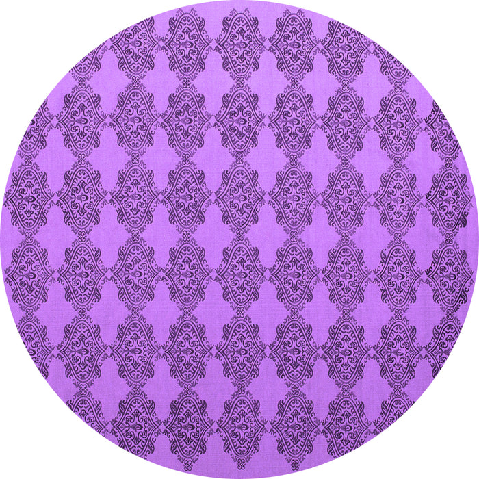 Round Machine Washable Abstract Purple Contemporary Area Rugs, wshcon1050pur