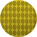 Round Machine Washable Abstract Yellow Contemporary Rug, wshcon1050yw