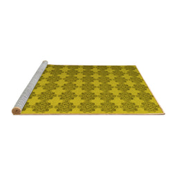 Sideview of Machine Washable Abstract Yellow Contemporary Rug, wshcon1050yw