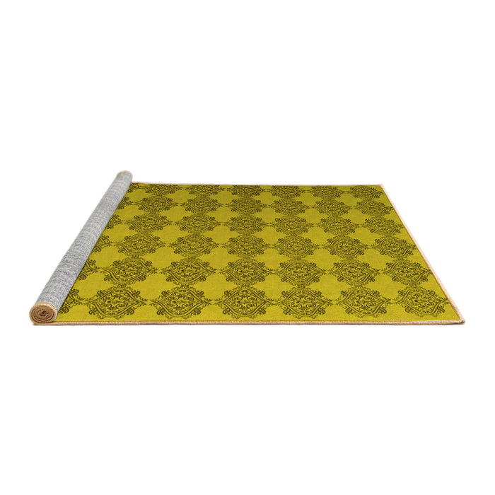 Sideview of Machine Washable Abstract Yellow Contemporary Rug, wshcon1050yw