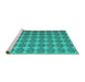 Sideview of Machine Washable Abstract Turquoise Contemporary Area Rugs, wshcon1050turq