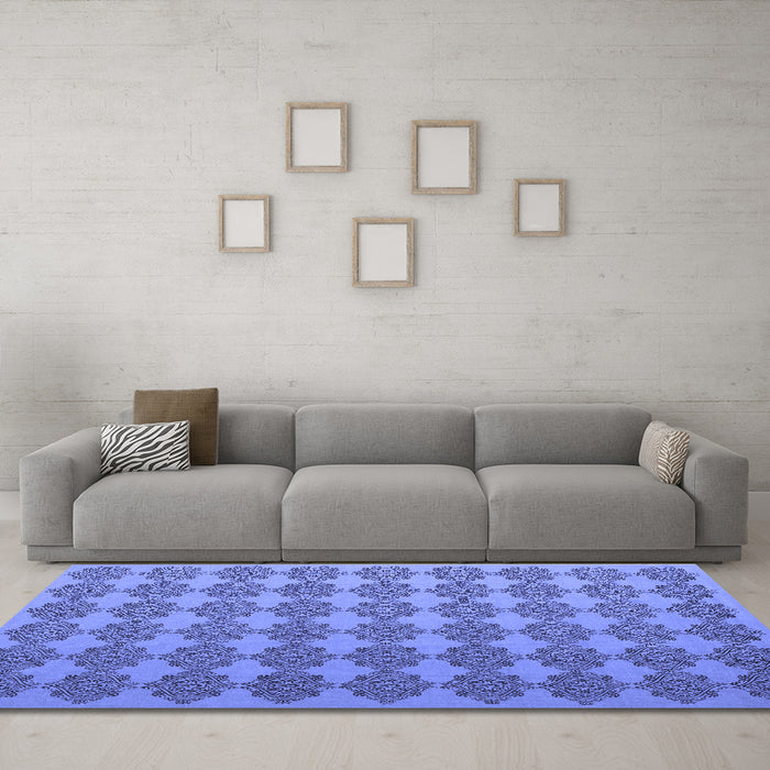 Machine Washable Abstract Blue Contemporary Rug in a Living Room, wshcon1050blu