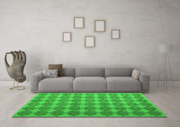 Machine Washable Abstract Green Contemporary Area Rugs in a Living Room,, wshcon1050grn