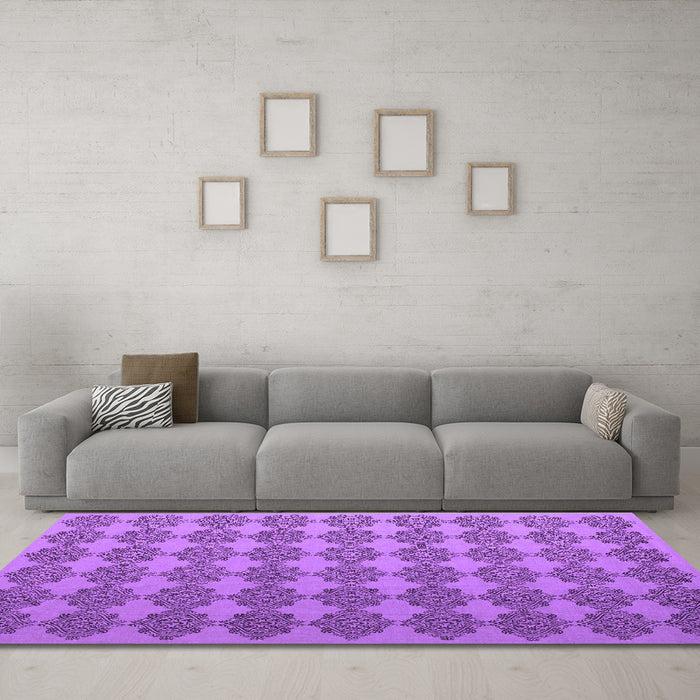 Machine Washable Abstract Purple Contemporary Area Rugs in a Living Room, wshcon1050pur
