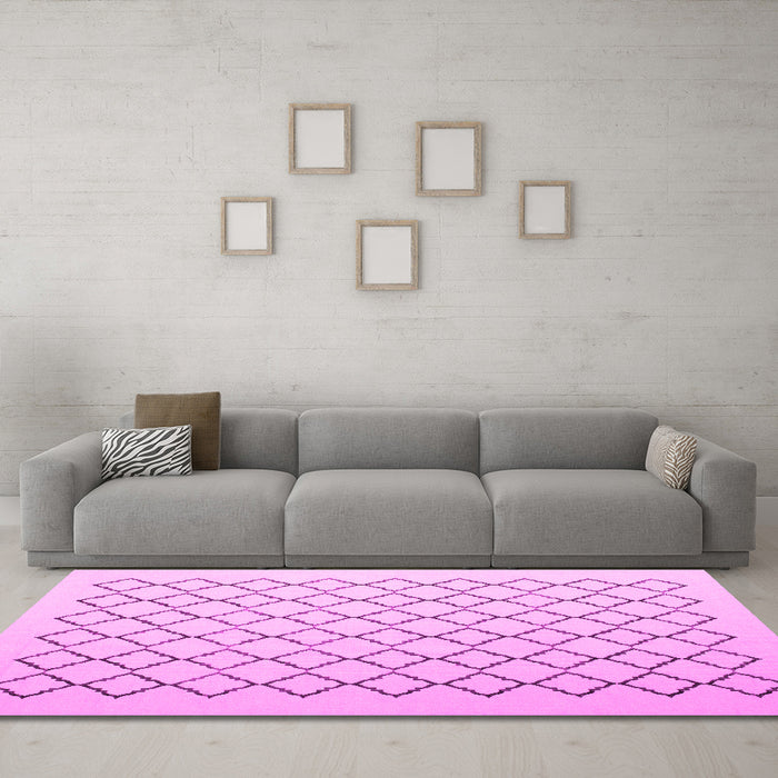 Machine Washable Terrilis Pink Contemporary Rug in a Living Room, wshcon1051pnk