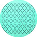 Round Machine Washable Terrilis Turquoise Contemporary Area Rugs, wshcon1051turq