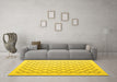 Machine Washable Terrilis Yellow Contemporary Rug in a Living Room, wshcon1051yw