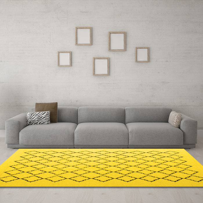 Machine Washable Terrilis Yellow Contemporary Rug in a Living Room, wshcon1051yw