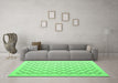 Machine Washable Terrilis Emerald Green Contemporary Area Rugs in a Living Room,, wshcon1051emgrn