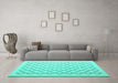 Machine Washable Terrilis Turquoise Contemporary Area Rugs in a Living Room,, wshcon1051turq