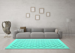 Machine Washable Terrilis Turquoise Contemporary Area Rugs in a Living Room,, wshcon1051turq