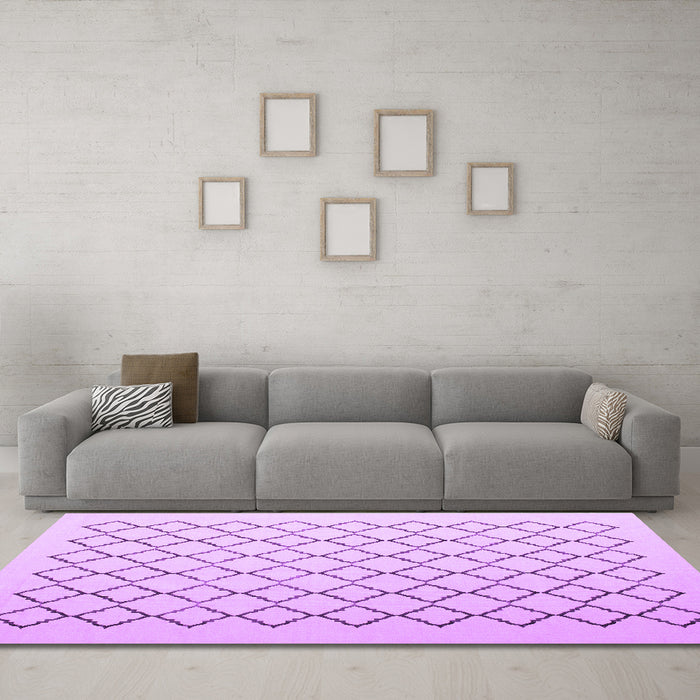 Machine Washable Terrilis Purple Contemporary Area Rugs in a Living Room, wshcon1051pur