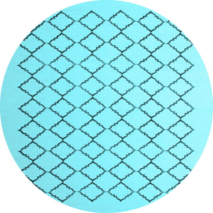 Round Machine Washable Terrilis Light Blue Contemporary Rug, wshcon1051lblu