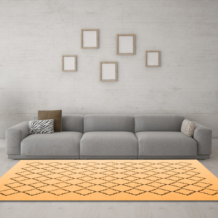 Machine Washable Terrilis Orange Contemporary Area Rugs in a Living Room, wshcon1051org