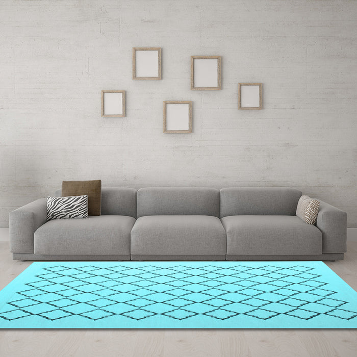 Machine Washable Terrilis Light Blue Contemporary Rug in a Living Room, wshcon1051lblu