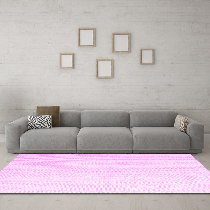 Machine Washable Solid Pink Modern Rug in a Living Room, wshcon1052pnk