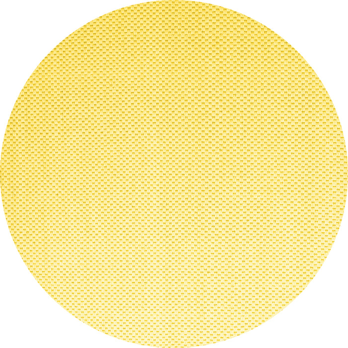 Round Machine Washable Solid Yellow Modern Rug, wshcon1052yw
