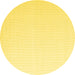 Round Machine Washable Solid Yellow Modern Rug, wshcon1052yw