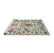 Serging Thickness of Machine Washable Contemporary Light Jade Green Rug, wshcon1053