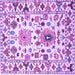 Square Machine Washable Abstract Purple Contemporary Area Rugs, wshcon1053pur