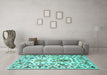 Machine Washable Abstract Turquoise Contemporary Area Rugs in a Living Room,, wshcon1053turq