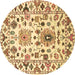 Round Abstract Brown Contemporary Rug, con1053brn