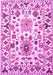 Machine Washable Abstract Pink Contemporary Rug, wshcon1053pnk