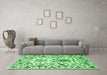 Machine Washable Abstract Emerald Green Contemporary Area Rugs in a Living Room,, wshcon1053emgrn