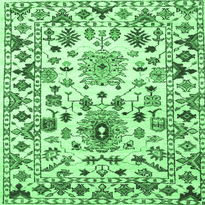 Square Abstract Emerald Green Contemporary Rug, con1053emgrn