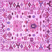 Square Machine Washable Abstract Pink Contemporary Rug, wshcon1053pnk