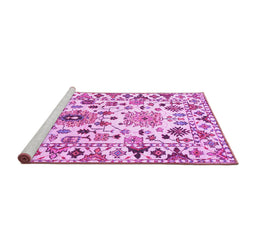 Sideview of Machine Washable Abstract Pink Contemporary Rug, wshcon1053pnk