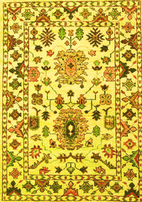 Abstract Yellow Contemporary Rug, con1053yw