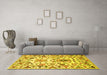 Machine Washable Abstract Yellow Contemporary Rug in a Living Room, wshcon1053yw