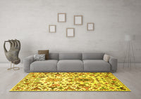 Machine Washable Abstract Yellow Contemporary Rug, wshcon1053yw