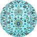 Round Abstract Light Blue Contemporary Rug, con1053lblu