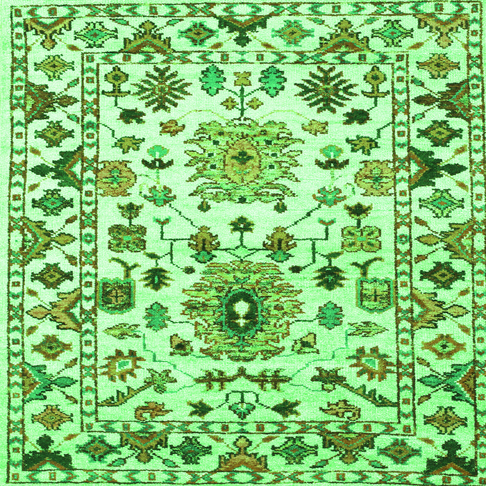 Round Machine Washable Abstract Green Contemporary Area Rugs, wshcon1053grn