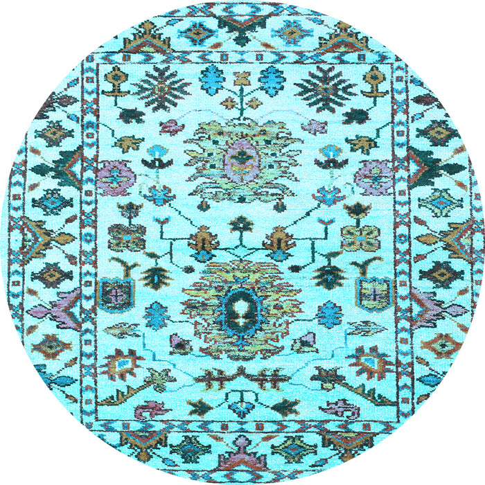Round Machine Washable Abstract Light Blue Contemporary Rug, wshcon1053lblu