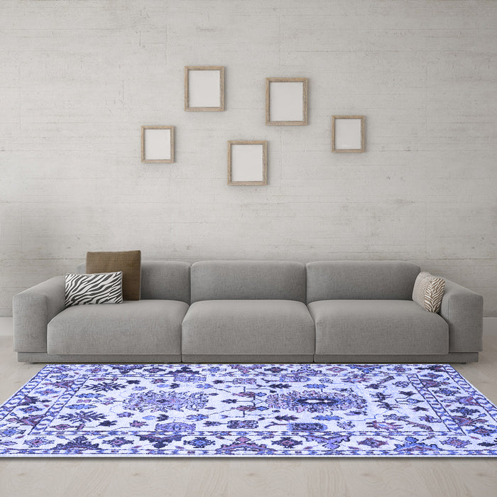 Machine Washable Abstract Blue Contemporary Rug in a Living Room, wshcon1053blu