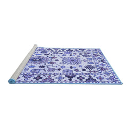 Sideview of Machine Washable Abstract Blue Contemporary Rug, wshcon1053blu