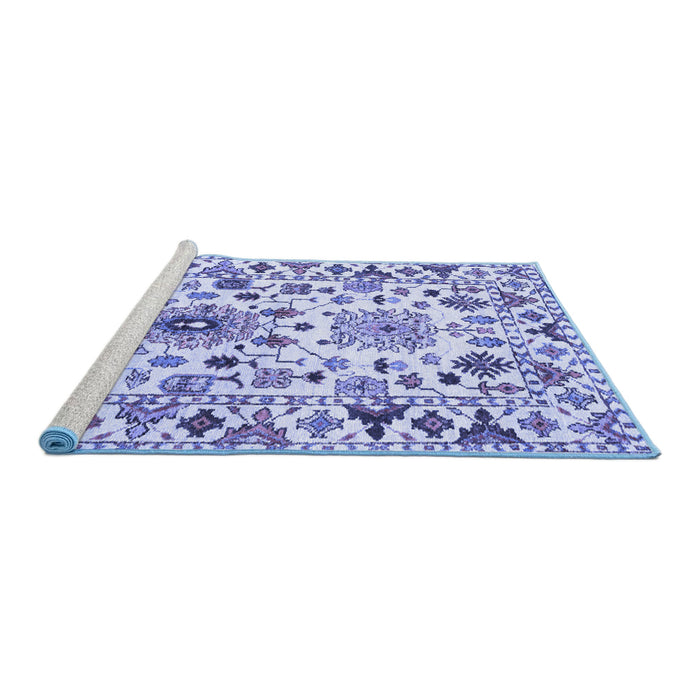 Sideview of Machine Washable Abstract Blue Contemporary Rug, wshcon1053blu
