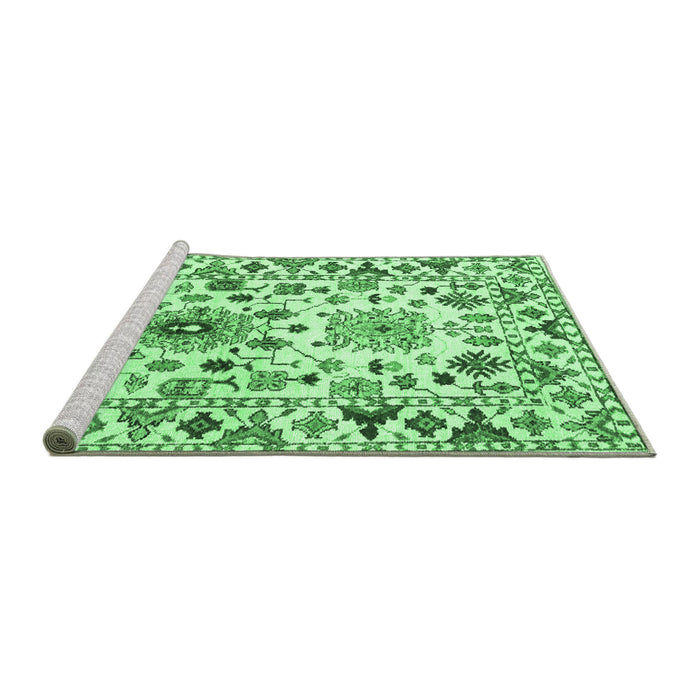 Sideview of Machine Washable Abstract Emerald Green Contemporary Area Rugs, wshcon1053emgrn