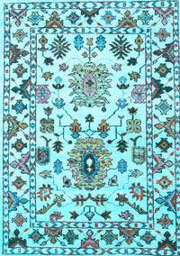 Abstract Light Blue Contemporary Rug, con1053lblu