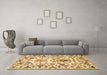 Machine Washable Abstract Brown Contemporary Rug in a Living Room,, wshcon1053brn