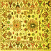 Square Machine Washable Abstract Yellow Contemporary Rug, wshcon1053yw
