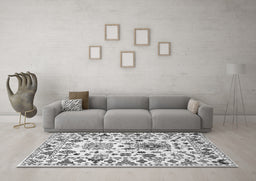 Machine Washable Abstract Gray Contemporary Rug in a Living Room,, wshcon1053gry