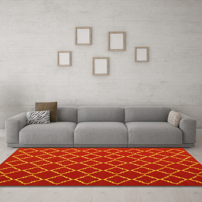 Machine Washable Trellis Yellow Modern Rug in a Living Room, wshcon1054yw