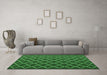 Machine Washable Trellis Emerald Green Modern Area Rugs in a Living Room,, wshcon1054emgrn