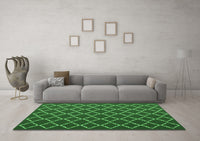 Machine Washable Trellis Emerald Green Modern Rug, wshcon1054emgrn